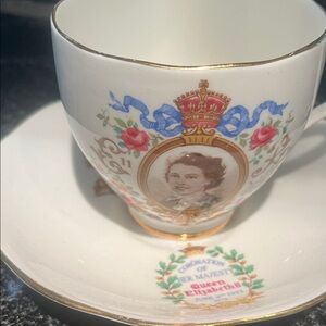 Commemorative Queen Elizabeth II Coronation Teacup and Saucer
